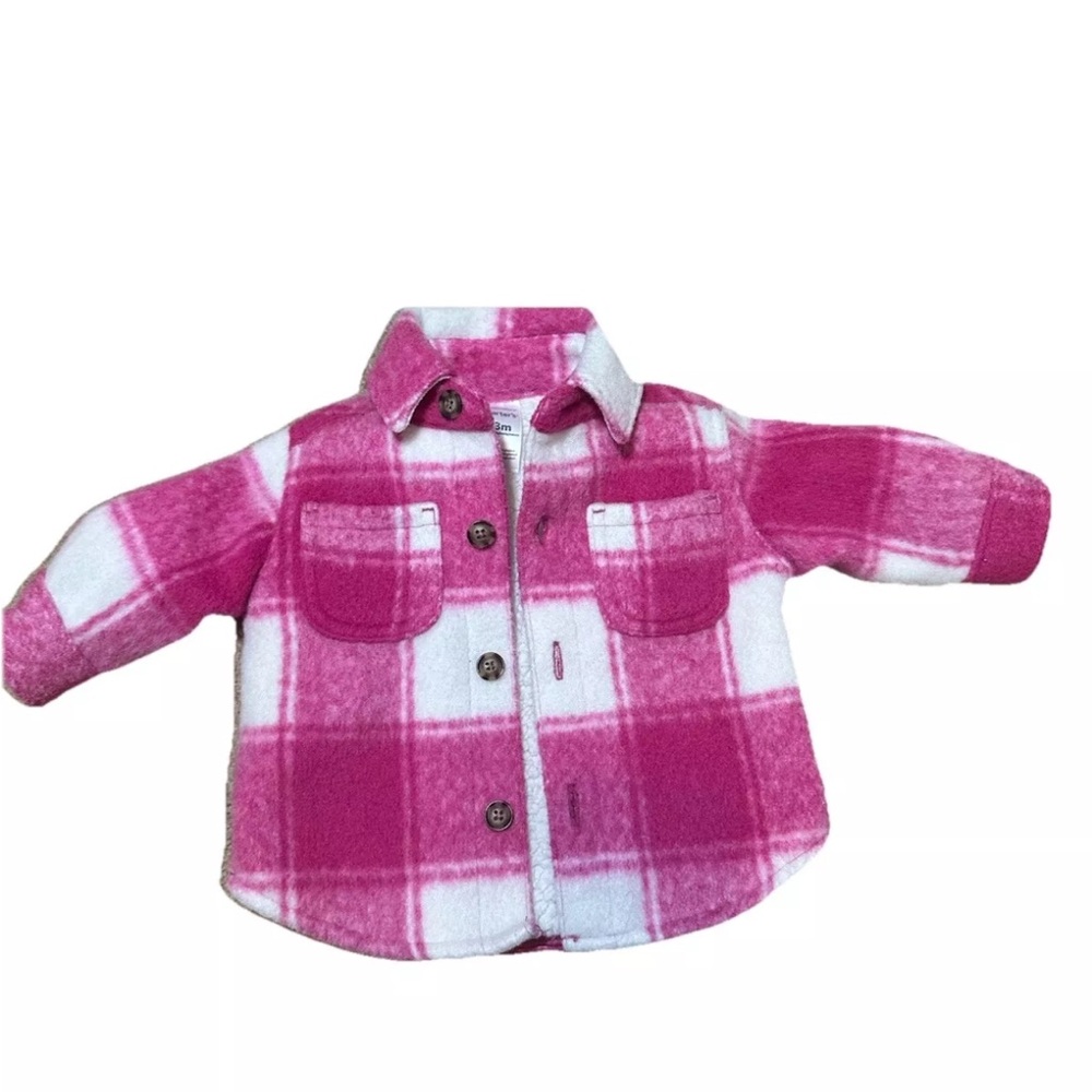 Carter's x Hilary Duff Pink Plaid‎ Sherpa Shacket Size 3m